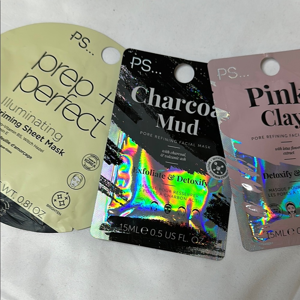 🐼 3/$25 PS. Face Mask Trio - Illuminating, Charcoal, Pink Clay